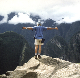 California Native founder, Lee Klein, overlooking the Urubamba Valley from the Inca Trail